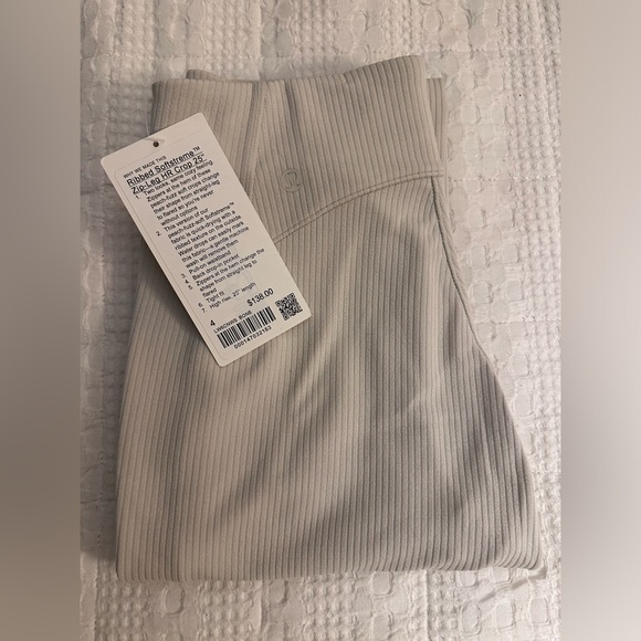NWT- Ribbed Softstreme Zip-Leg High-Rise Cropped Pant 25"- BONE - Picture 8 of 9